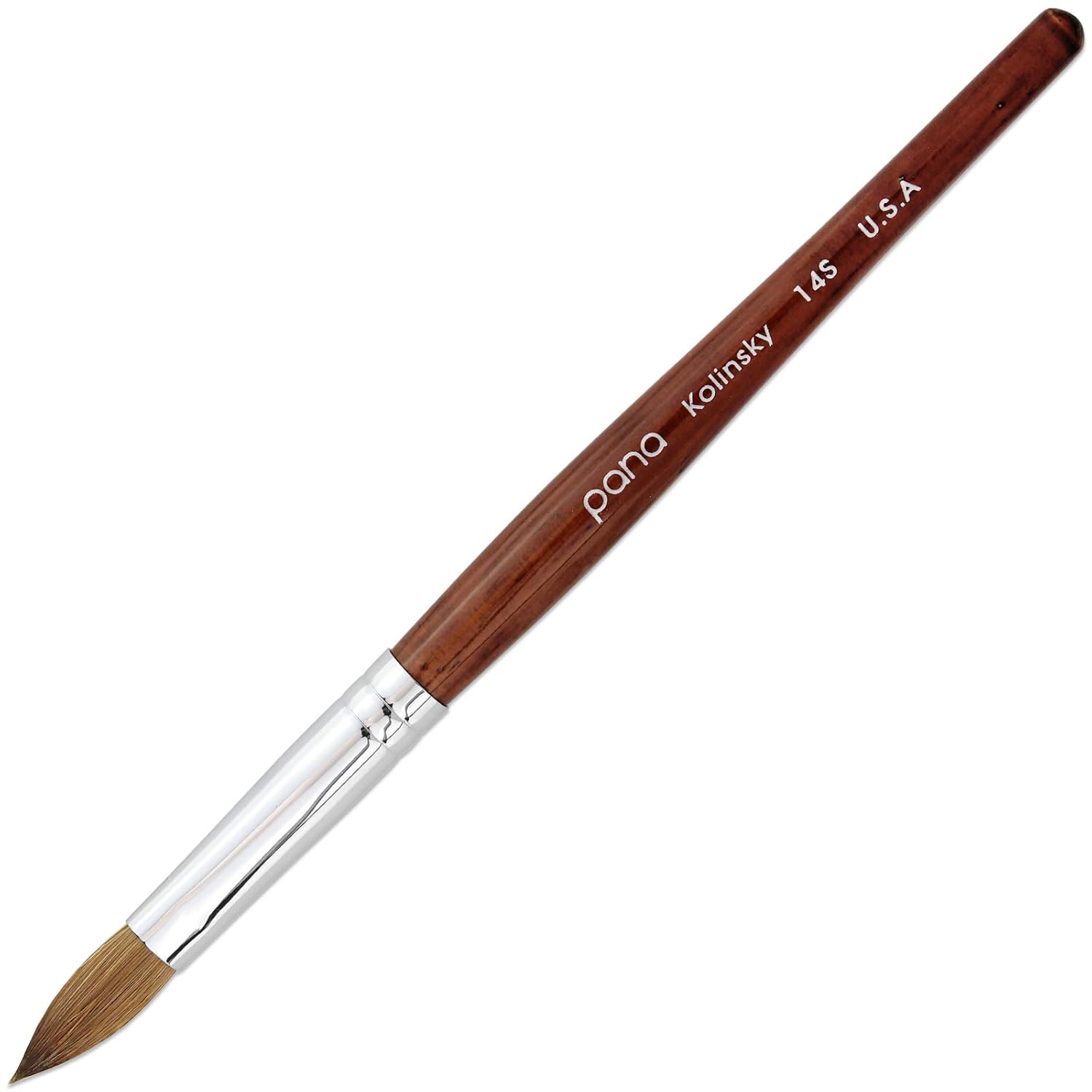 PANA 100% Pure Kolinsky Hair Bristles Acrylic Nail Brush Oval Crimped Shaped Mahogany Wood Handle Professional Salon Quality (Size 8, Mahogany) : Beauty