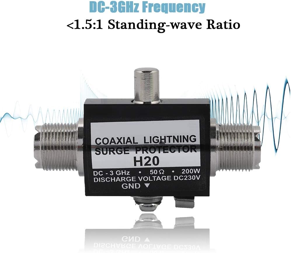 Bewinner Antenna Surge Arrester, MJ-MJ All Band Lightning Protection, 200W Dc-3Ghz Female Coaxial Overvoltage Protector to Female M-Principle Short-Circuit in 1/4 Wavelength: Sports & Outdoors