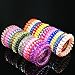 QY 12PCS Bright Colorful Patterns Plastic Spiral Coil Wrist Band Key Ring Chain