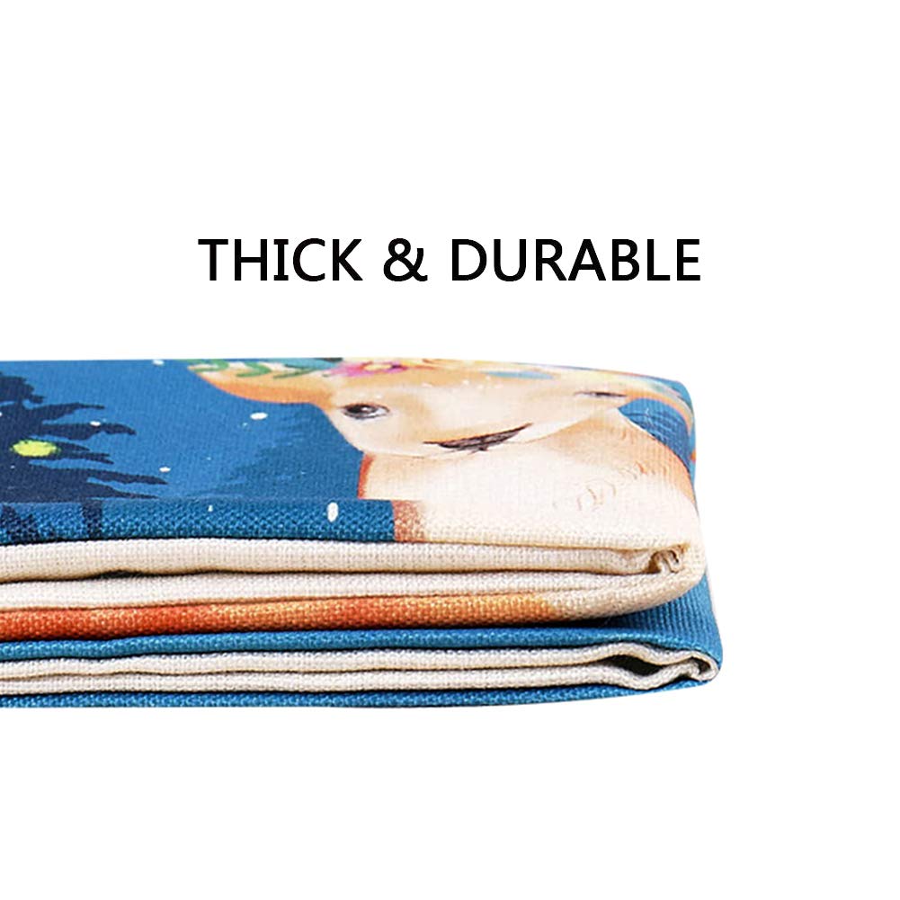 Tedars Christmas Throw Pillow Covers, 18x18 Inch Pillow Covers Cotton Linen Burlap Cushion Cover for Sofa with Christmas Reindeer.