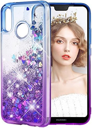 wlooo Phone Case for Huawei P20 Lite, p20 lite case, huawei p20 lite cover, p20 lite phone case, Glitter Liquid Gradient Quicksand Slim Girls Soft TPU Bumper Silicone Cover -Blue&Purple