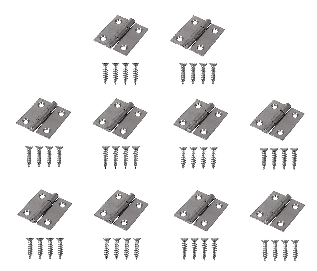 TERF® Steel Butt Hinges 38mm Door Butt Hinges Folding 38mm [1.5 inch] Self Colour for Home Furniture Bathroom Cabinet Window Internal Doors Including Fixing Screw - Pack of 10