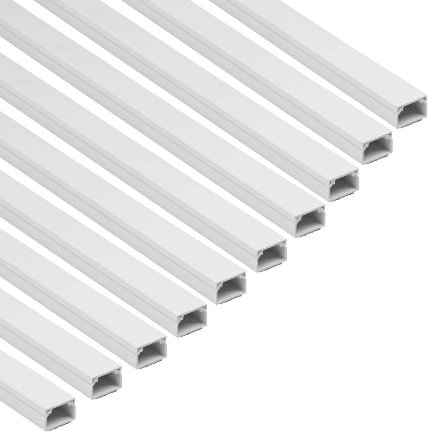 D-Line Square Box Cable Trunking, Self-Adhesive Cable Hider, Cable Management to Hide Single Cables, 10 x 25mm (W) x 16mm (H)