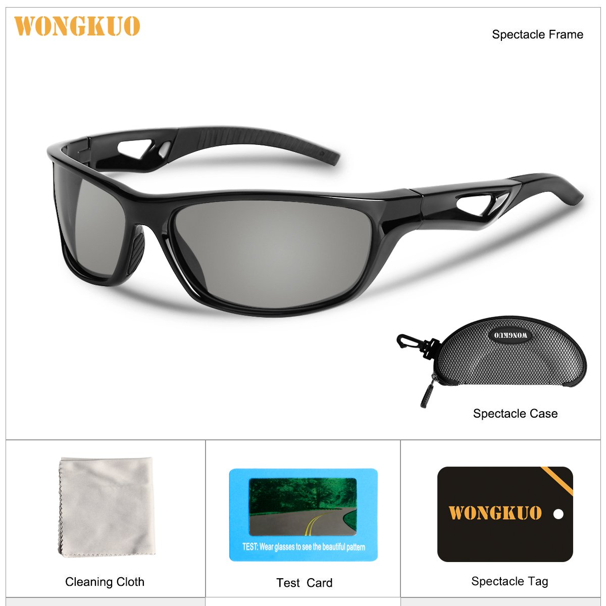 WONGKUO Polarized Sunglasses For Men Women Sport Glasses UV Protection TR90 Frame