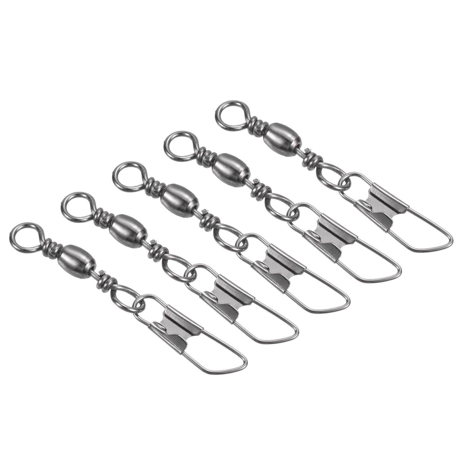 PATIKIL Fishing Barrel Swivel with Safety Snap, 50Pcs 17lb Carbon Steel Solid Ring Terminal Tackle for Saltwater Freshwater Fishing, Black