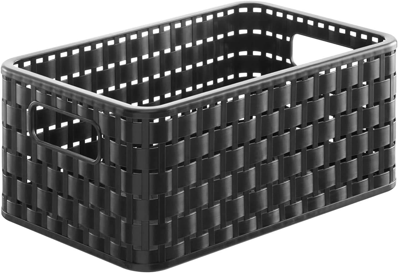 Rotho Country Aufbewahrungskiste 6 l in Rattan-Optik, Kunststoff (PP), Schwarz, A5 /6 Liter (28 x 18,5 x 12,6 cm)
