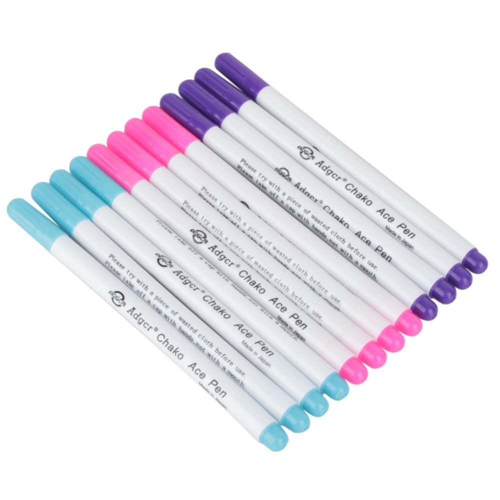 12 PACK Disappearing Ink Marking Pen, Air Water Erasable Pen/ Fabric Marker/ Temporary Marking/ Auto-Vanishing Pen for Cloth (Purple)