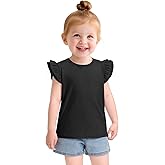 Witwot Toddler Girl Shirts Baby Girls Ruffle Sleeves Blouse T-Shirts Basic Cotton Tee Tops Cute Clothes Size 2T-7Y