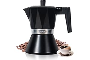 LAOION Moka Pot, 6-Cup Espresso Maker, 300ml Portable Stovetop Espresso Maker, Percolator Coffee Pot Compatible with Induction Cooktops, Suitable for Home and Camping (Black)