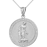 925 Sterling Silver Saint Lazarus Pray For Us Medallion CZ Charm Necklace (1")
