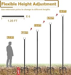 Derkniel 10 FT Outdoor String Light Pole Stand for