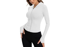 Beftwo Women Bbl Jackets with Hood Compression Workout Tops Lined or Unlined Lightweight Yoga Gym Jacket with Thumb Hole