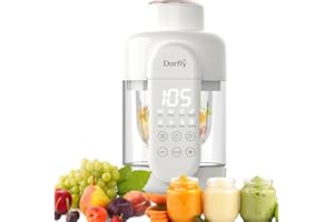 Dorfly Baby Food Maker Double Glass Baby Food Processer No Plastic 12oz Steamer and Blender 9 in 1 Puree Maker Self Clean Puree Maker Dishwasher Safe Glass Food Grinder with 6 Blades Timer with Recipe