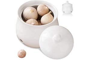 Garlic Keeper for Counter Ceramic Garlic Holder with Lid Breathable Holes Storage Container for Kitchen Countertop Keeper