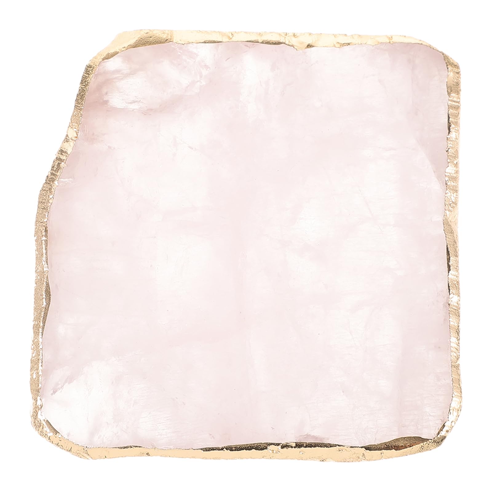TOPBATHY Rose Quartz Coaster Pink Crystal Coaster Gold Edge Agate Irregular Drink s Wine Coffee Cup Mat Pad Cheese Cake Plate Gemstone Geode Decor