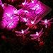 Qedertek Dragonfly Solar String Lights, 20ft 30 LED Waterproof Fairy Decoration Lighting for Indoor/Outdoor Patio, Lawn, Garden, Party, Wedding, Holiday, Thanksgiving, Chri, Holiday Decorations (Pink)