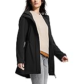 SaphiRose Women's Waterproof Rain Jacket with Fleece Lining Hooded Windbreaker Long Warm Outdoor Softshell Coat