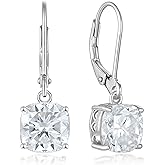 YL Solitaire Round/Heart/Square Dangle Drop Earrings for Women 925 Sterling Silver Moissanite Leverback Jewelry(D Color VVS1)