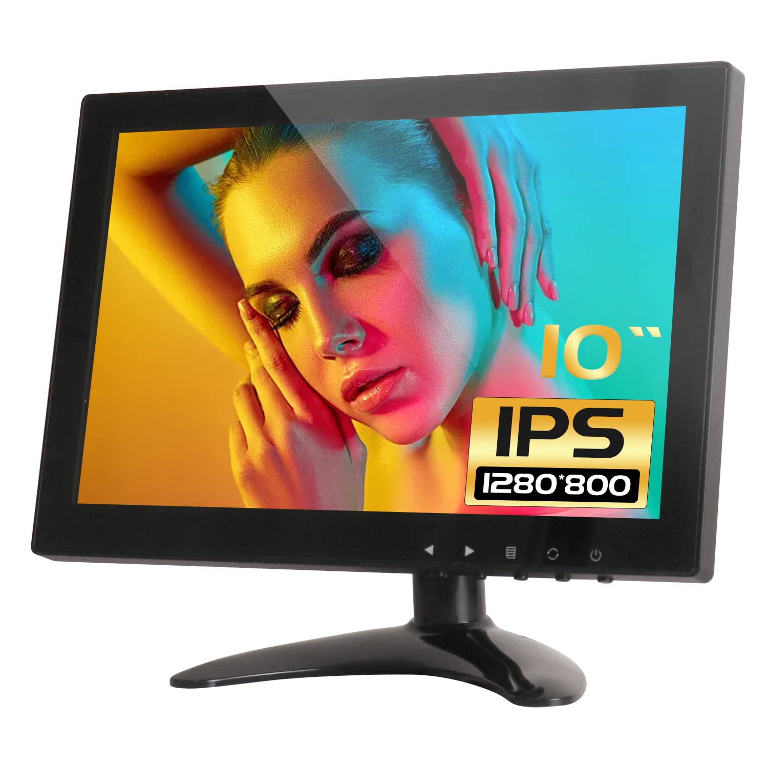 WHOLEV Small HDMI Monitor Mini CCTV Monitor 10.1" TFT LCD HD Screen 1280x800 with VGA/AV/HDMI/BNC/Audio Input Built-in Speaker for Office/Store/House Security Camera Raspberry Pi PC DVR Remote