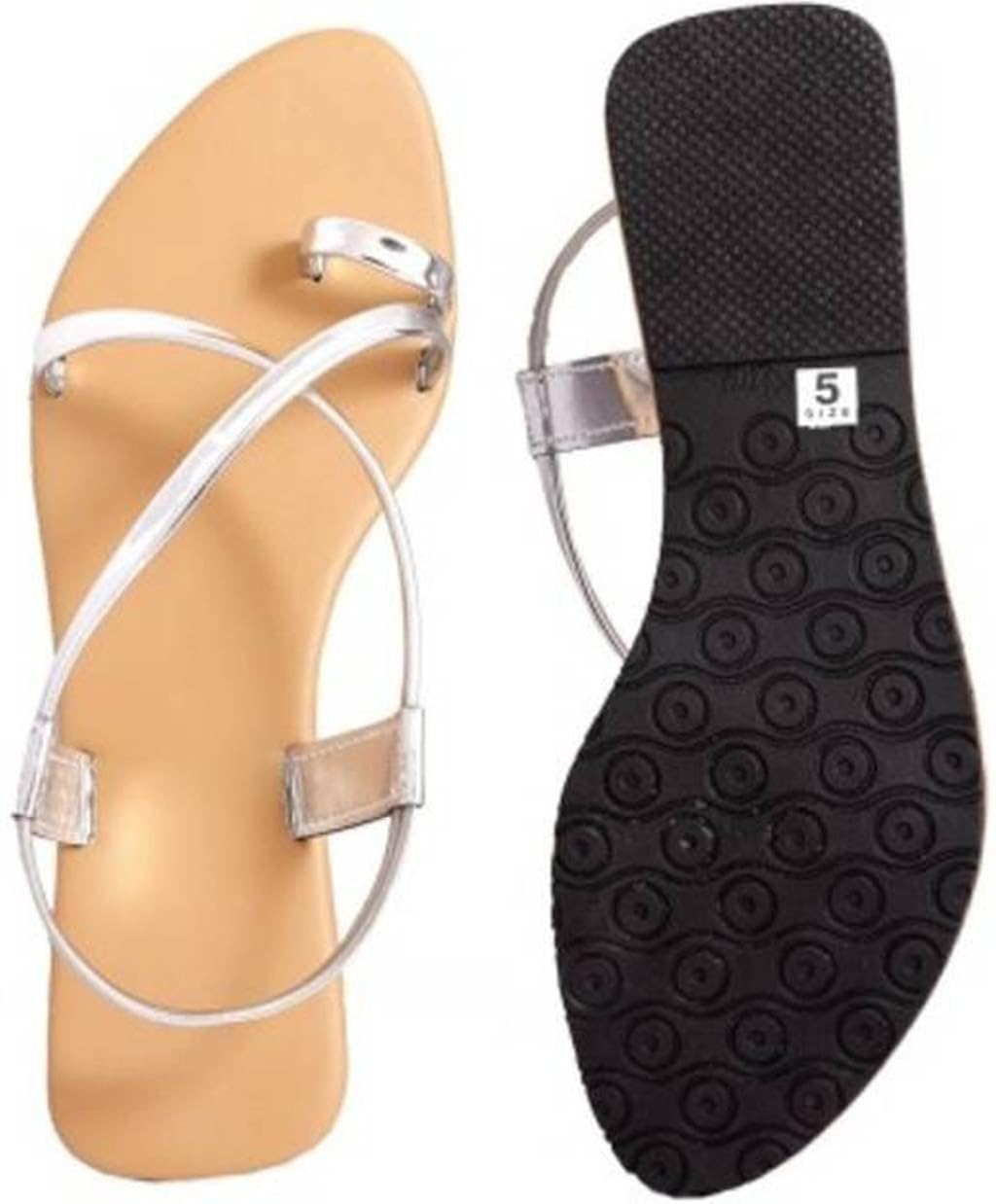 red choice collection women's & girls silver strap flat sandel