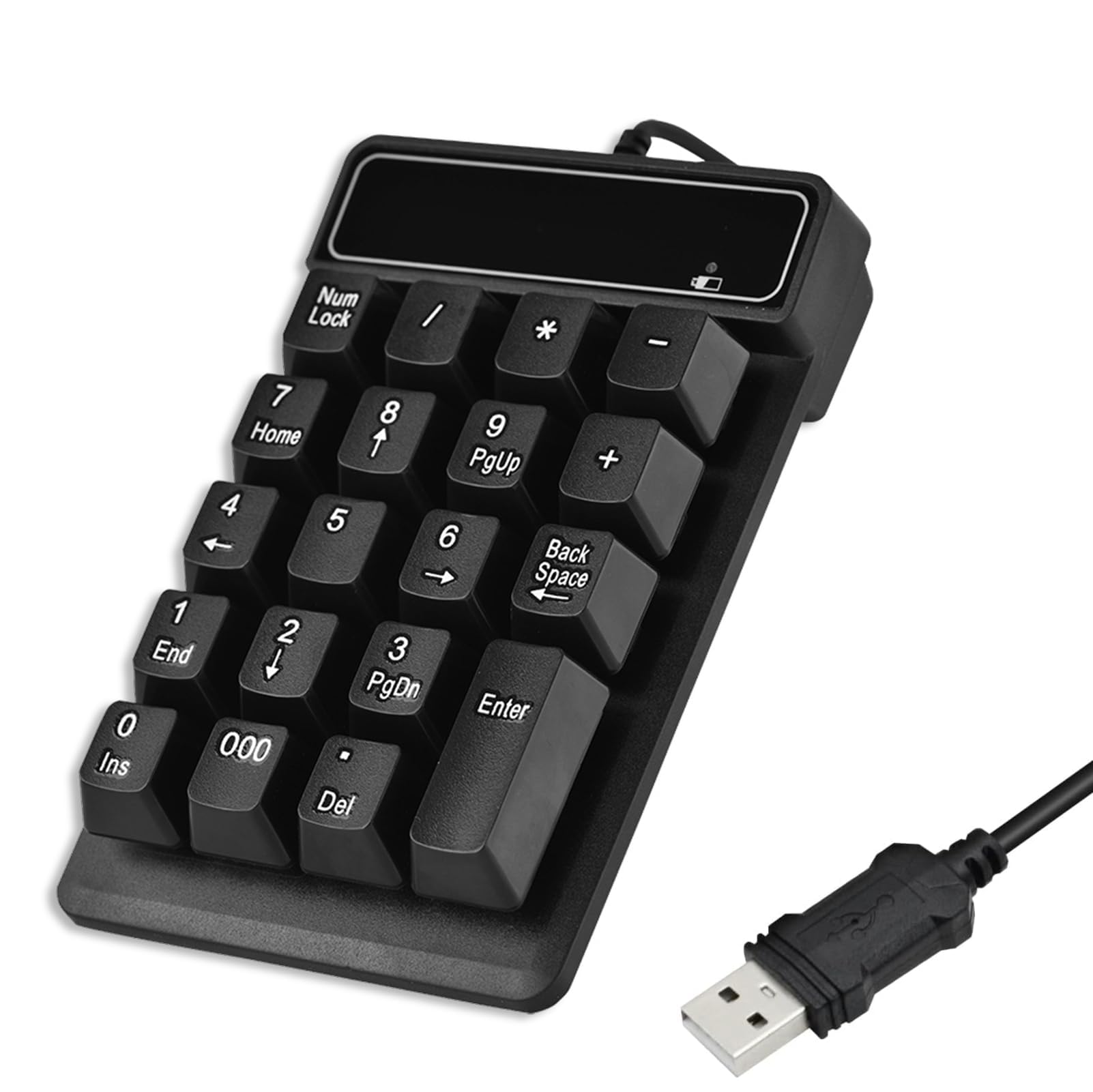 Agatige Mechanical Numeric Keypad, 19 Keys Number Pad Cable Length 1.5m / 5ft USB Wired Number Key Pad Portable Mini Number Keypad Extended Layout for Laptop Desktop PC