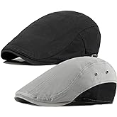 Qunson 2 Pack Men's Cotton Flat Cap Ivy Gatsby Newsboy Hat