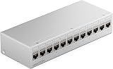 deleyCON 12 Port Patch Panel 1HE Grey STP CAT6a Keystone Modules Network Cable view 2