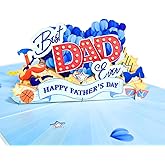 PIECE GIFT Pop Up Fathers Day Card, 6x8 inches Best Dad Ever Fathers Day Card for Dad, Husband, Son, Grandpa With Envelope