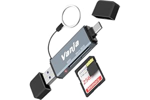 Vanja SD Card Reader, USB 3.0 & USB-C Dual Slots SD Card Adapter, Memory Card Reader for SD, SDHC, SDXC, microSD, microSDHC, 