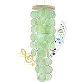 Wind Chimes for Outside, Handcrafted Green Capiz Shells Windchime Coastal Style Decor for Indoor/Outdoors, Garden Decor, Great for Women, Wind Chimes Lovers and More