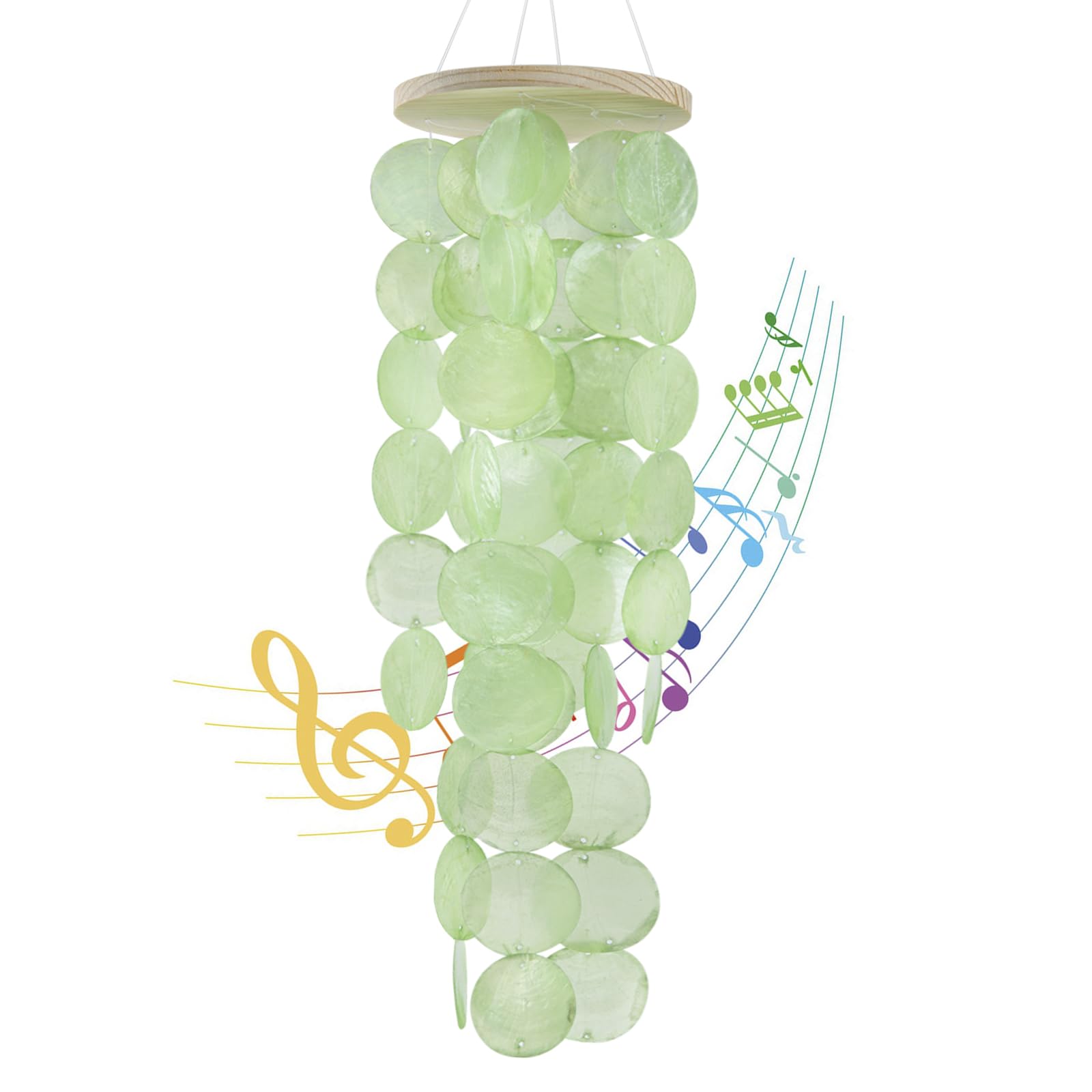 Photo 1 of Wind Chimes for Outside, Handcrafted Green Capiz Shells Windchime Coastal Style Decor for Indoor/Outdoors, Garden Decor, Great for Women, Wind Chimes Lovers and More