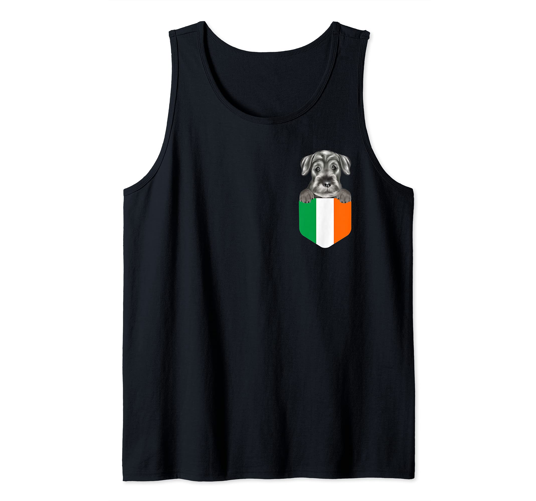 Ireland Flag Standard Schnauzer Dog In Pocket Tank Top