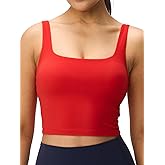 Omwilddo Womens U Neck Longline Padded Sports Bra Crop Tank Top Supportive Wide Straps Yoga Workout Bras,Light Compression