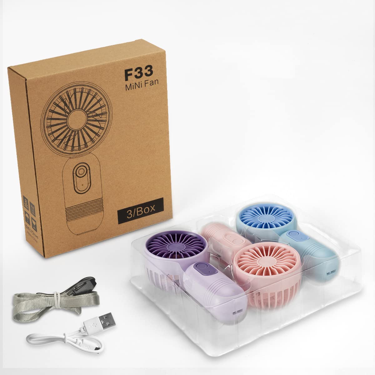 VanSmaGo Portable Handheld Mini Fan, USB Rechargeable Personal Fan, Battery Operated Mini Neck Fan, 5 Speeds, Perfect for Travel/Camping/Outdoor/Home/Office