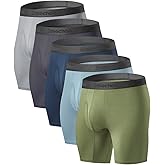 Easechoo 5 Pack Men's Underwear,Rayon Made from Bamboo Cool Boxer Briefs,Ultra Soft,Breathable,No Riding Up Long Leg