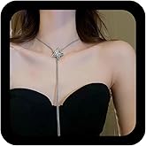 Andelaisi Boho Star Y Drop Long Necklace Long Adjustable Star Y Necklace Silver Y Drop Necklaces Sweater Chain Statement Necklaces Jewelry for Women