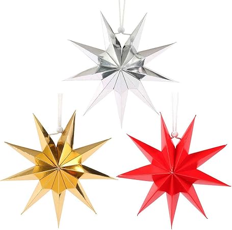 Stella Di Natale In Origami.Quanju Cheer Paralume A Forma Di Stella Di Origami A Forma Di Stella Di Carta Per Feste Di Natale Rosso Amazon It Casa E Cucina