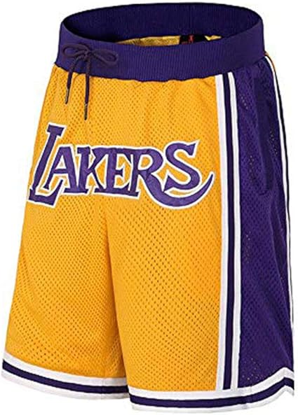 Beook Summer Basketball Pants Lakers Shorts Basketball Training Pocket Pants Retro Embroidered Basketball Shorts Yellow Xl Amazon Co Uk Kitchen Home