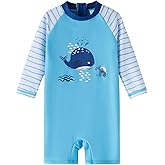 LIBREDGE Baby Boys Swimsuit Long Sleeve Bathing Suit Zipper Bathing Suit Rash Guard Infant Beach Boys' Swimwear