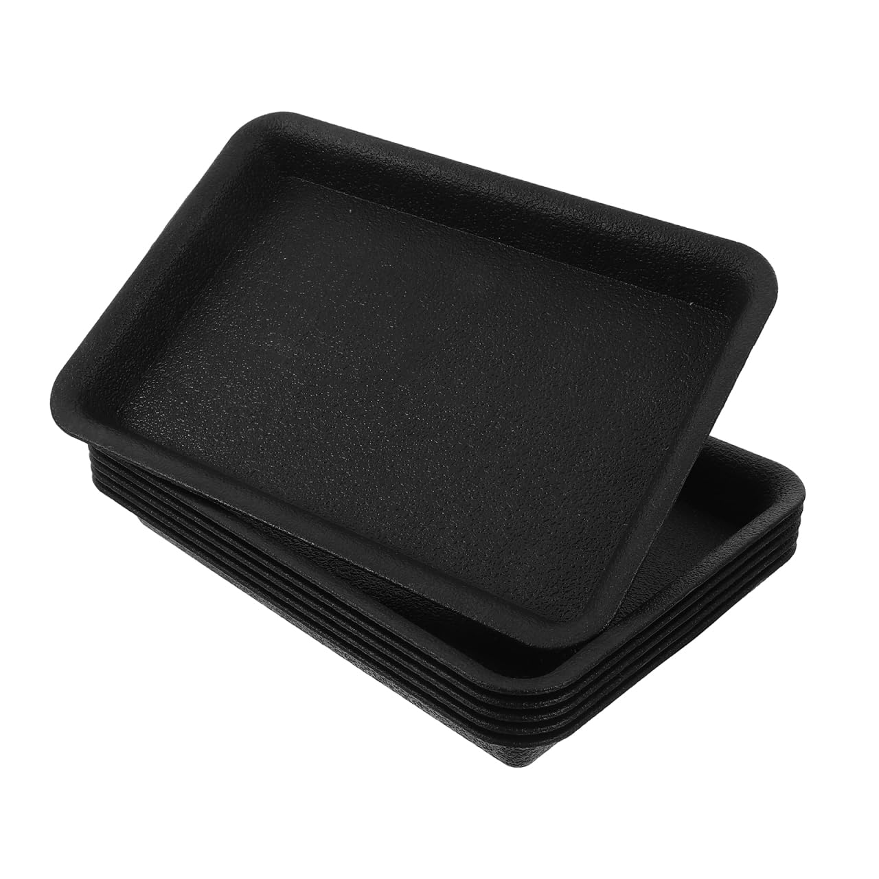 Yardwe 6Pcs Rectangular Plant Pot Trays for Windowsill, Black Plastic Drip Tray, Long Saucers for Indoor Flowers and Succulents