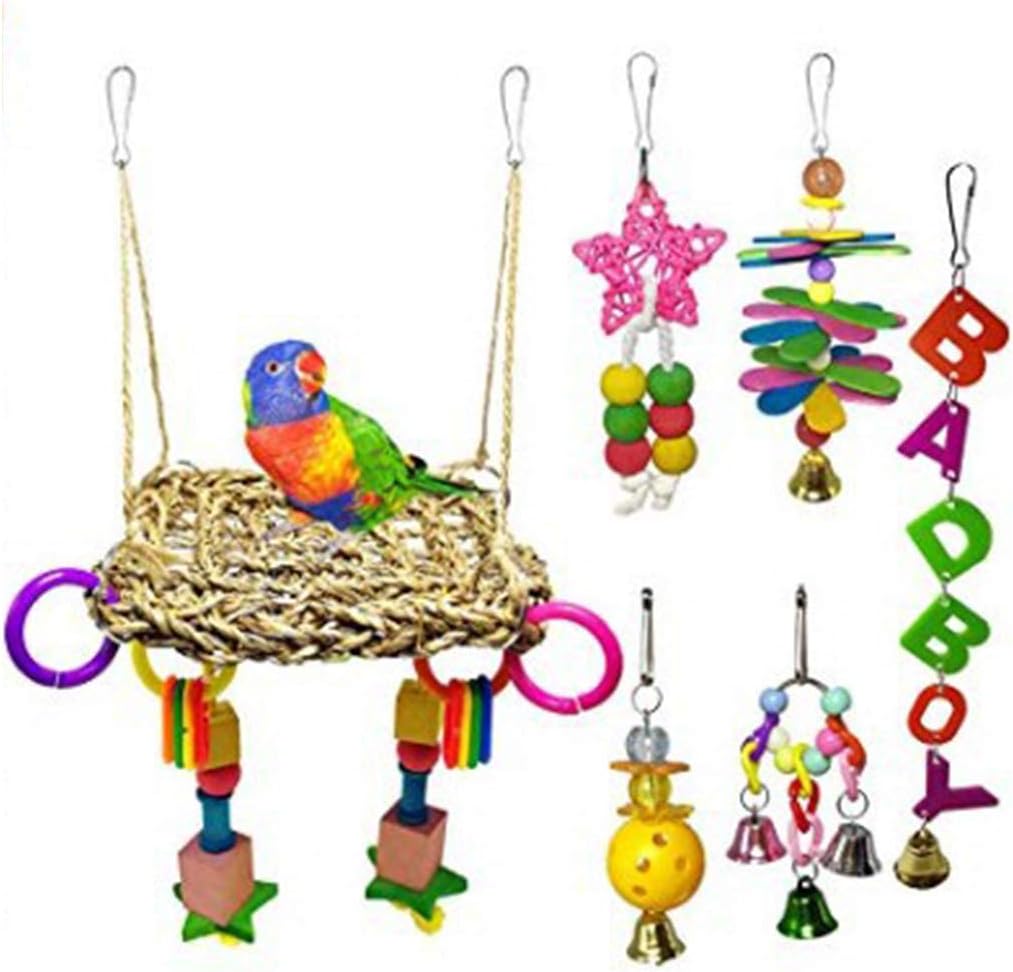 ICCQ 1 Set Bird Parrot Swing Chew Toys Pet Cage Hanging