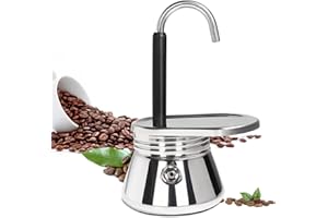 DITOSH 4 Cup Single Tube Moka Pot Stainless Steel Stovetop Espresso Maker Cafeteras Italian Percolator Espress Makers Capable Greca Mocha Coffee Machine for Induction Home 310ml 10.5oz