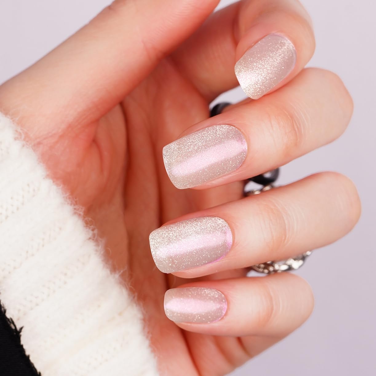 DANNI & TONI Semi Cured Gel Nail Strips Gel Nail Stickers (Flickering),Diamond Dusting Solid Colour Salon-Quality Gel Nail Polish Strips Manicure Stickers Set 28Pcs