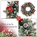 ANOTHERME Pre-lit 24 Inch Christmas Wreath 50 Clear LED Lights, with Timer, Pine Cones, Red Berries, Red Bows, Door Wreath with Snow Flocked