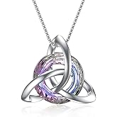 TOUPOP Christmas Gifts for Women Celtic Knot Necklace Sterling Silver Trinity Knot Pendant Necklaces with Crystal Irish Jewelry Anniversary Birthday Gift for Her Wife Girlfriend Mom Daughter