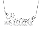 AOLO Quinn Heart Name Necklace Silver Stainless