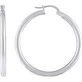 Sterling Silver Or Yellow-Tone Or Rhodium Plated Womens Classic Hoop Earrings