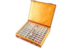 Hey! Play! Chinese Mahjong Game Set with 146 Tiles, Dice, and Ornate Storage Case for Adults, Kids, Boys and Girls