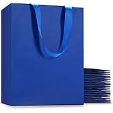 YACEYACE Blue Medium Gift Bags, 20Pcs 8x4.25x10.5 Inch, Wedding, Birthday, Party, Blue Paper Gift Wrap Bags with Ribbon Handles