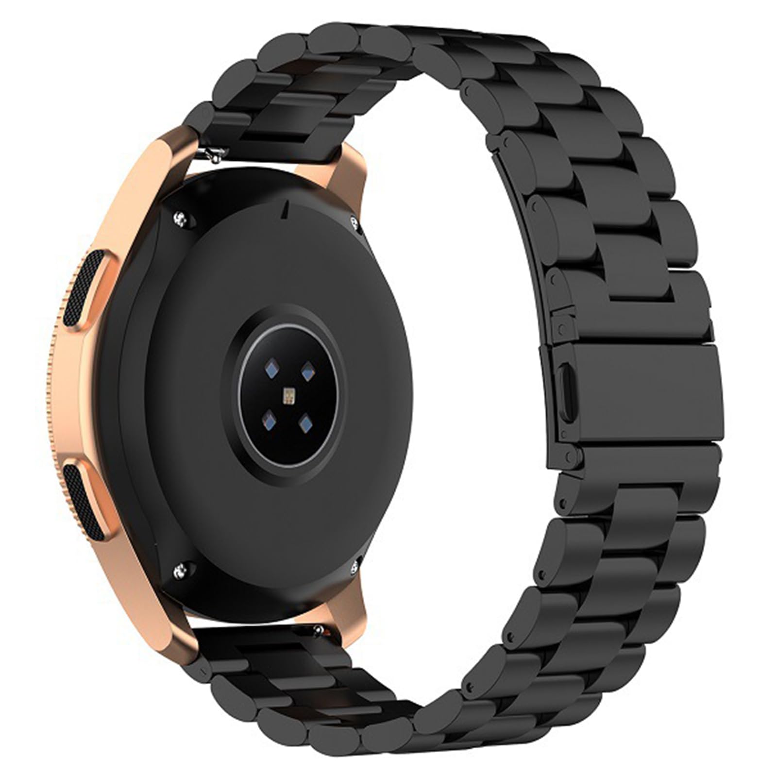 KOMI Watch Straps compatible with Gear S3 Frontier/Classic, 22mm Stainless Steel Replacement Band Women Men (Black)